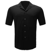 Refined Relaxation Short-Sleeved Button-Up Shirt BLACK